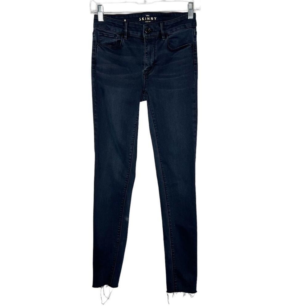 WHITE HOUSE BLACK MARKET / dark wash mid rise skinny ankle jeans / 0